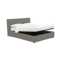 Letti Piazza E Mezza|Letti Piazza E Mezza > Dmora Letto Piazza e Mezza Sfoderabile Contenitore, Dimensione Materasso 120x190 cm - Dogliola Grigio Cenere