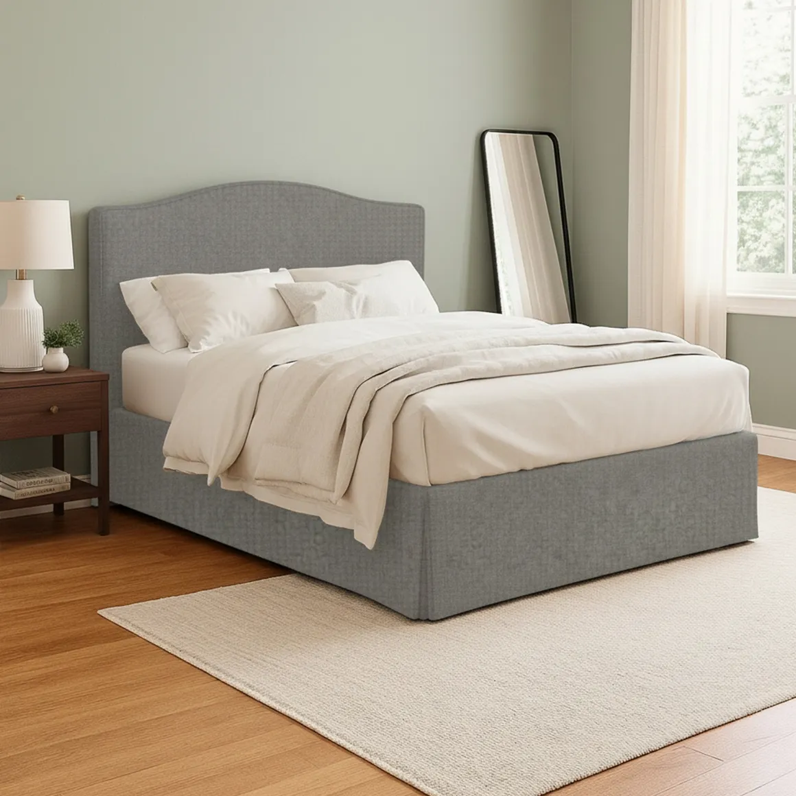 Letto Piazza e Mezza Grigio Cenere Sfoderabile Contenitore, Dimensione Materasso 120x190 cm - Lavagna