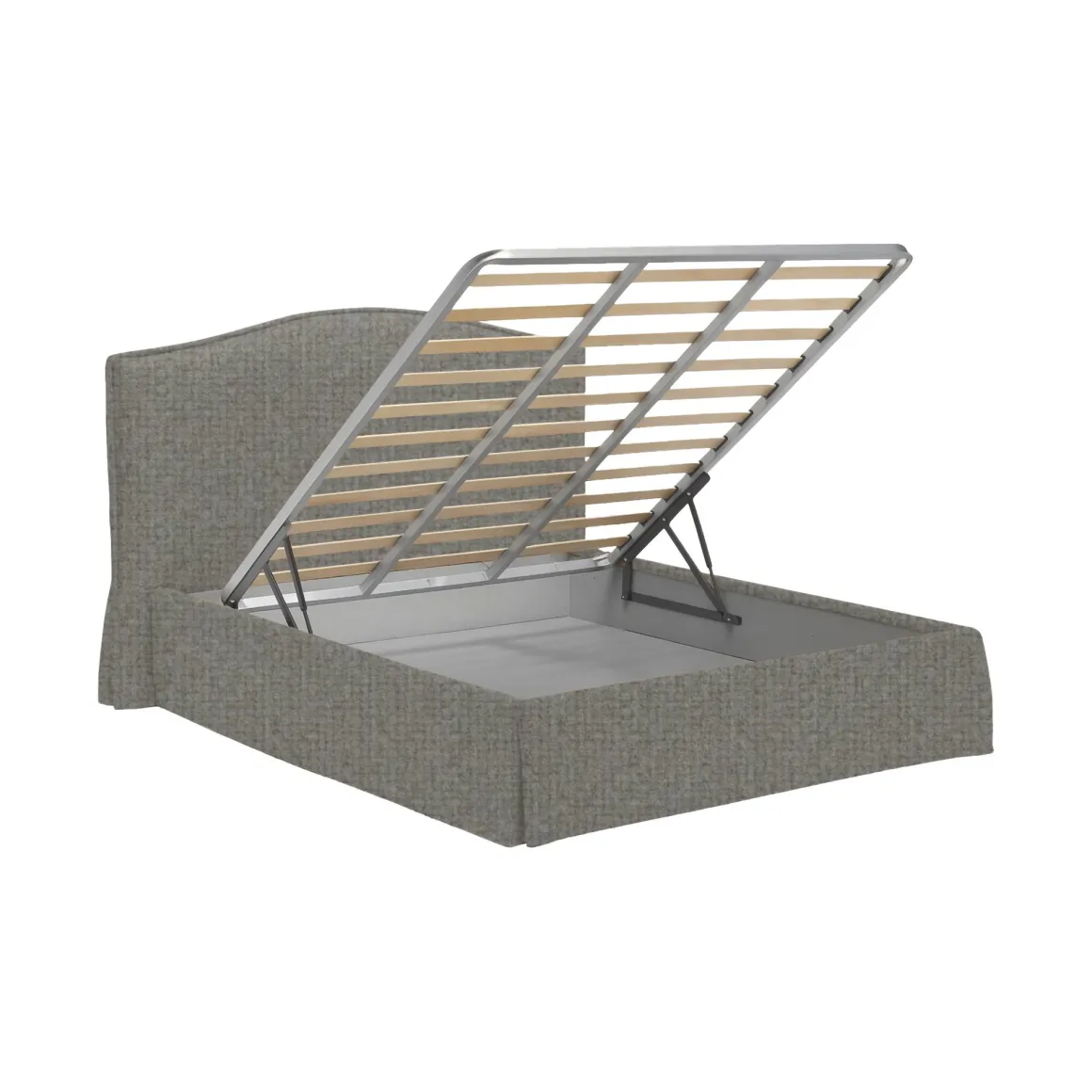 Letto Piazza e Mezza Grigio Cenere Sfoderabile Contenitore, Dimensione Materasso 120x190 cm - Lavagna
