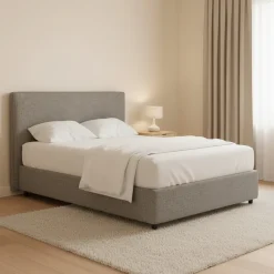 Letto Piazza e Mezza Grigio Cenere Sfoderabile Contenitore, Dimensione Materasso 120x200 cm - Codevigo