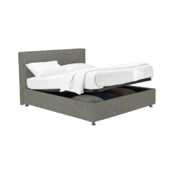 Letto Piazza e Mezza Grigio Cenere Sfoderabile Contenitore, Dimensione Materasso 120x200 cm - Codevigo