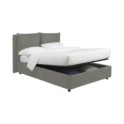Letto Piazza e Mezza Grigio Cenere Sfoderabile Contenitore, Dimensione Materasso 120x200 cm - Diamante