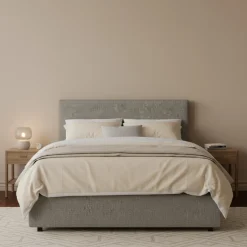 Letto Piazza e Mezza Grigio Cenere Sfoderabile Contenitore, Dimensione Materasso 120x200 cm - Noceto