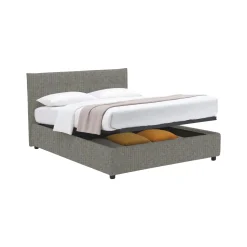 Letto Piazza e Mezza Grigio Cenere Sfoderabile Contenitore, Dimensione Materasso 120x200 cm - Pollutri