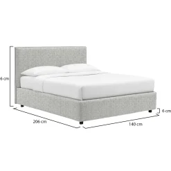 Letti Piazza E Mezza|Letti Piazza E Mezza > Dmora Letto Piazza e Mezza Sfoderabile Contenitore, Dimensione Materasso 120x190 cm - Ciconio Grigio Chiaro