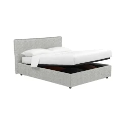 Letto Piazza e Mezza Grigio Chiaro Sfoderabile Contenitore, Dimensione Materasso 120x190 cm - Cirie
