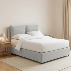 Letto Piazza e Mezza Grigio Chiaro Sfoderabile Contenitore, Dimensione Materasso 120x190 cm - Erchie
