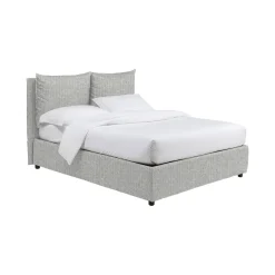 Letto Piazza e Mezza Grigio Chiaro Sfoderabile Contenitore, Dimensione Materasso 120x190 cm - Erchie