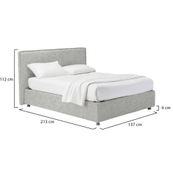Letto Piazza e Mezza Grigio Chiaro Sfoderabile Contenitore, Dimensione Materasso 120x200 cm - Codevigo