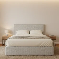 Letto Piazza e Mezza Grigio Chiaro Sfoderabile Contenitore, Dimensione Materasso 120x200 cm - Noceto