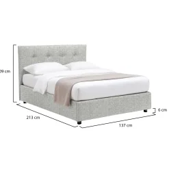 Letto Piazza e Mezza Grigio Chiaro Sfoderabile Contenitore, Dimensione Materasso 120x200 cm - Pollutri