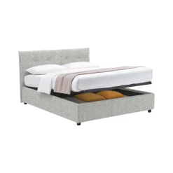 Letto Piazza e Mezza Grigio Chiaro Sfoderabile Contenitore, Dimensione Materasso 120x200 cm - Pollutri