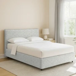 Letto Piazza e Mezza Grigio Chiaro Sfoderabile Contenitore, Dimensione Materasso 120x200 cm - Silandro