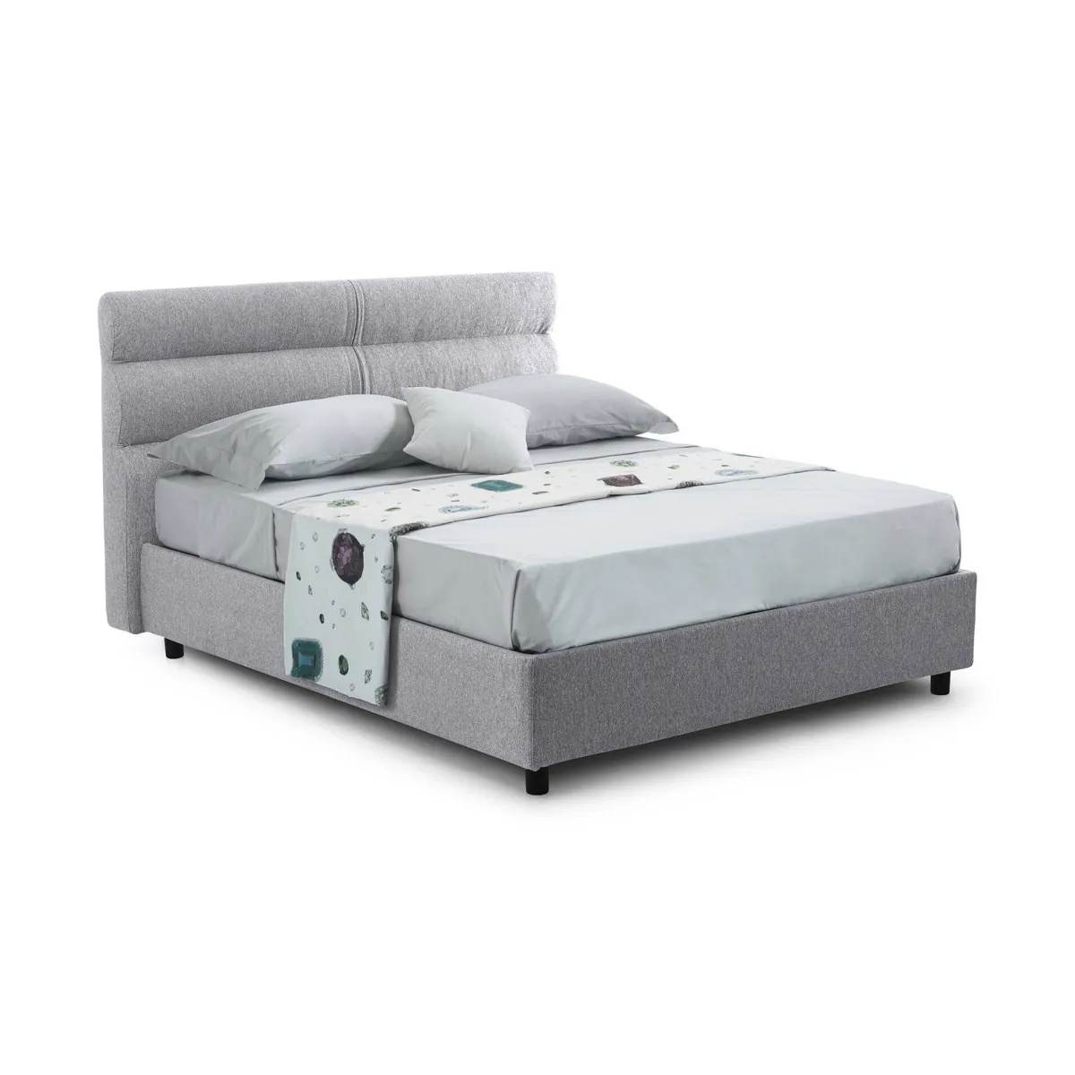 Letti Piazza E Mezza|Letti Piazza E Mezza > Dmora Letto Piazza e Mezza Materasso Incluso Sfoderabile, Contenitore Made in Italy - Brinzio Grigio