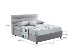 Letto Piazza e Mezza Grigio Materasso Incluso Sfoderabile, Contenitore Made in Italy - Briosco