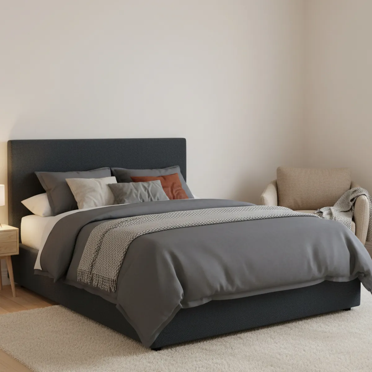 Letti Piazza E Mezza|Letti Piazza E Mezza > Dmora Letto Piazza e Mezza Sfoderabile Contenitore, Dimensione Materasso 120x190 cm - Ciconio Grigio Scuro