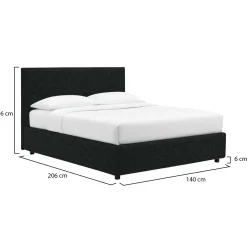 Letti Piazza E Mezza|Letti Piazza E Mezza > Dmora Letto Piazza e Mezza Sfoderabile Contenitore, Dimensione Materasso 120x190 cm - Ciconio Grigio Scuro