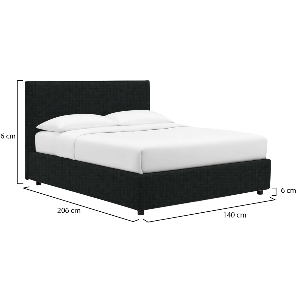 Letti Piazza E Mezza|Letti Piazza E Mezza > Dmora Letto Piazza e Mezza Sfoderabile Contenitore, Dimensione Materasso 120x190 cm - Ciconio Grigio Scuro