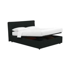 Letti Piazza E Mezza|Letti Piazza E Mezza > Dmora Letto Piazza e Mezza Sfoderabile Contenitore, Dimensione Materasso 120x190 cm - Dogliola Grigio Scuro