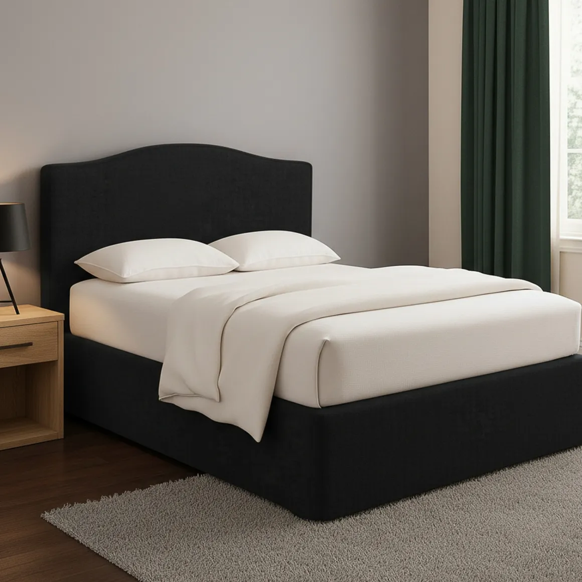 Letto Piazza e Mezza Grigio Scuro Sfoderabile Contenitore, Dimensione Materasso 120x190 cm - Lavagna