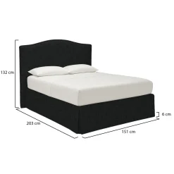 Letto Piazza e Mezza Grigio Scuro Sfoderabile Contenitore, Dimensione Materasso 120x190 cm - Lavagna