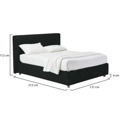 Letti Piazza E Mezza|Letti Piazza E Mezza > Dmora Letto Piazza e Mezza Sfoderabile Contenitore, Dimensione Materasso 120x200 cm - Concesio Grigio Scuro
