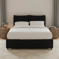 Letto Piazza e Mezza Grigio Scuro Sfoderabile Contenitore, Dimensione Materasso 120x200 cm - Diamante