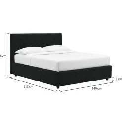 Letto Piazza e Mezza Grigio Scuro Sfoderabile Contenitore, Dimensione Materasso 120x200 cm - Noceto
