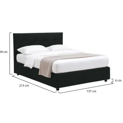 Letto Piazza e Mezza Grigio Scuro Sfoderabile Contenitore, Dimensione Materasso 120x200 cm - Pollutri