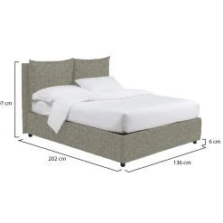 Letto Piazza e Mezza Grigio Sfoderabile Contenitore, Dimensione Materasso 120x190 cm - Erchie