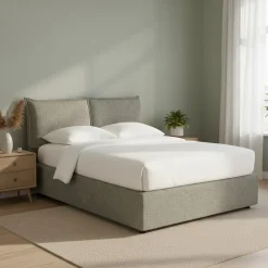 Letti Piazza E Mezza|Letti Piazza E Mezza > Dmora Letto Piazza e Mezza Grigio Sfoderabile Contenitore, Dimensione Materasso 120x190 cm - Rodero Grigio Sabbia