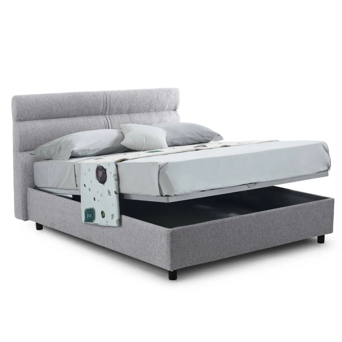 Letti Piazza E Mezza|Letti Piazza E Mezza > Dmora Letto Piazza e Mezza Grigio Sfoderabile Contenitore, Dimensione Materasso 120x200 cm - Codevigo Grigio Sabbia