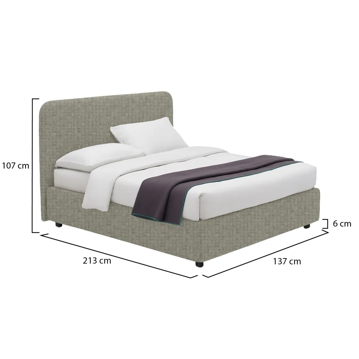 Letti Piazza E Mezza|Letti Piazza E Mezza > Dmora Letto Piazza e Mezza Grigio Sfoderabile Contenitore, Dimensione Materasso 120x200 cm - Silandro Grigio Sabbia