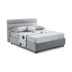Letto Piazza e Mezza Grigio Sfoderabile Contenitore, Dimensione Materasso 120x200 cm Made in Italy - Briona
