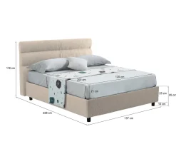Letti Contenitore > Dmora Letto Piazza e Mezza Materasso Incluso Sfoderabile, Contenitore Made in Italy - Brinzio Grigio Tortora
