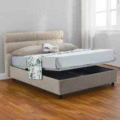 Letti Contenitore > Dmora Letto Piazza e Mezza Materasso Incluso Sfoderabile, Contenitore Made in Italy - Brinzio Grigio Tortora