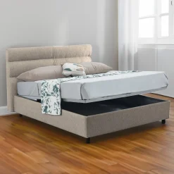 Letti Piazza E Mezza|Letti Piazza E Mezza > Dmora Letto Piazza e Mezza Grigio Tortora Sfoderabile Contenitore, Dimensione Materasso 120x190 cm - Ciconio Grigio Antracite