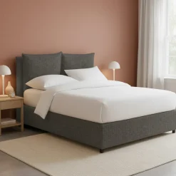 Letti Piazza E Mezza|Letti Piazza E Mezza > Dmora Letto Piazza e Mezza Grigio Tortora Sfoderabile Contenitore, Dimensione Materasso 120x190 cm - Forli Grigio Antracite