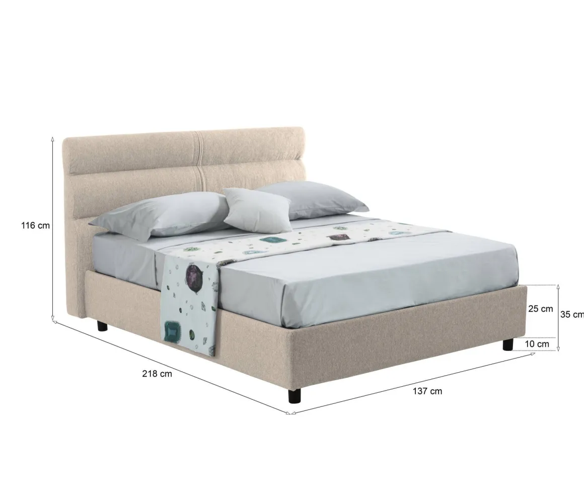 Letti Piazza E Mezza|Letti Piazza E Mezza > Dmora Letto Piazza e Mezza Grigio Tortora Sfoderabile Contenitore, Dimensione Materasso 120x200 cm - Codevigo Grigio Antracite