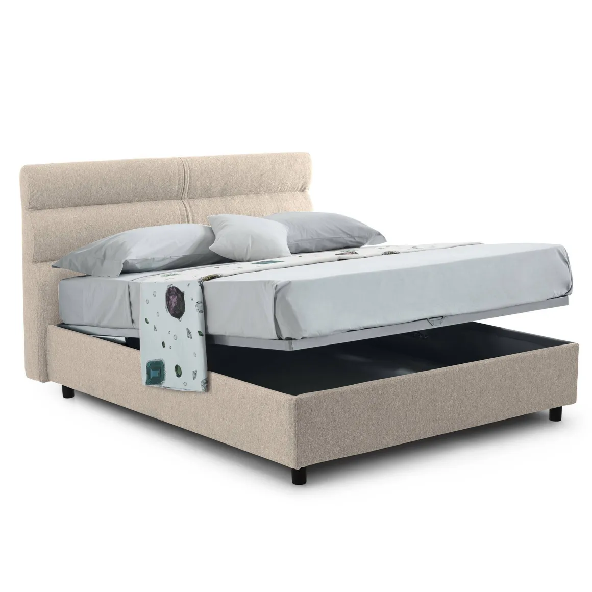 Letti Piazza E Mezza|Letti Piazza E Mezza > Dmora Letto Piazza e Mezza Grigio Tortora Sfoderabile Contenitore, Dimensione Materasso 120x200 cm - Codevigo Grigio Antracite