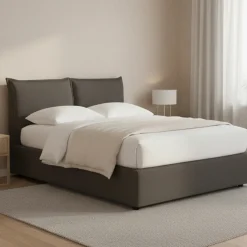 Letti Piazza E Mezza|Letti Piazza E Mezza > Dmora Letto Piazza e Mezza Grigio Tortora Sfoderabile Contenitore, Dimensione Materasso 120x200 cm - Noceto Grigio Antracite