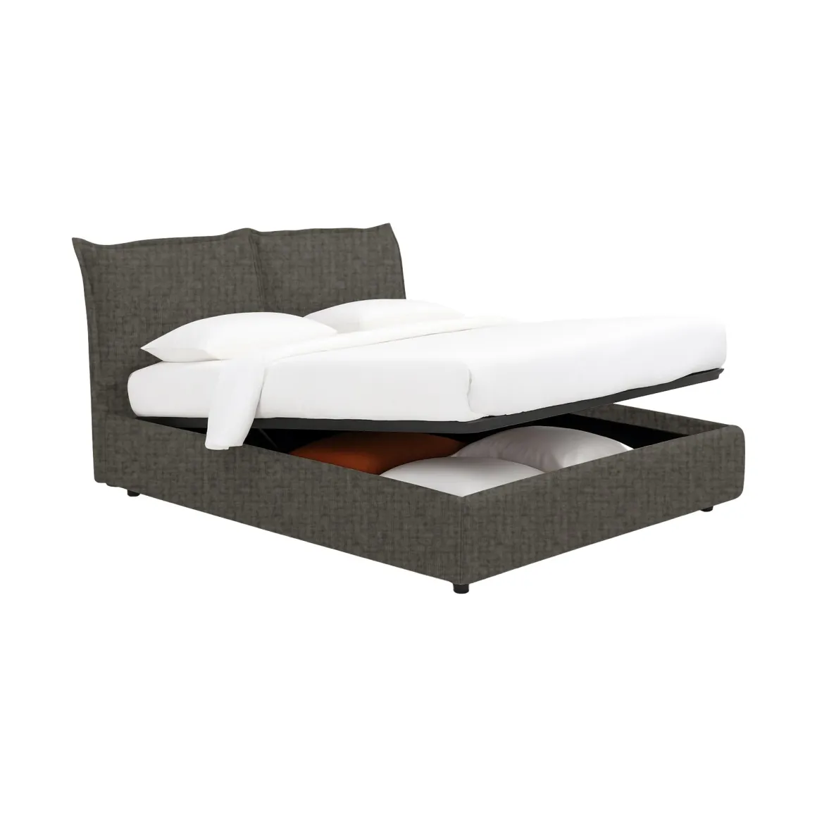 Letti Piazza E Mezza|Letti Piazza E Mezza > Dmora Letto Piazza e Mezza Grigio Tortora Sfoderabile Contenitore, Dimensione Materasso 120x200 cm - Noceto Grigio Antracite