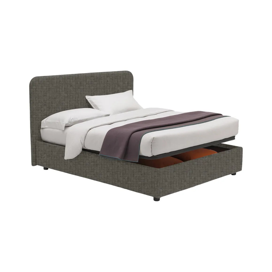 Letti Piazza E Mezza|Letti Piazza E Mezza > Dmora Letto Piazza e Mezza Grigio Tortora Sfoderabile Contenitore, Dimensione Materasso 120x200 cm - Silandro Grigio Antracite