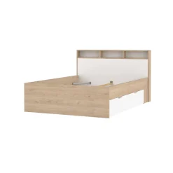 Letto piazza e mezza Jean, 206x150 h97 cm, Rovere e Bianco