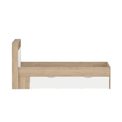 Letto piazza e mezza Jean, 206x150 h97 cm, Rovere e Bianco