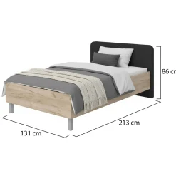 Letti Piazza E Mezza|Letti Piazza E Mezza > Dmora Letto Piazza e Mezza Marrone Rovere Grigio Grigio Dimensione Materasso 120x200 cm, Imbottito - Norcia Grigio, Marrone Rovere Grigio