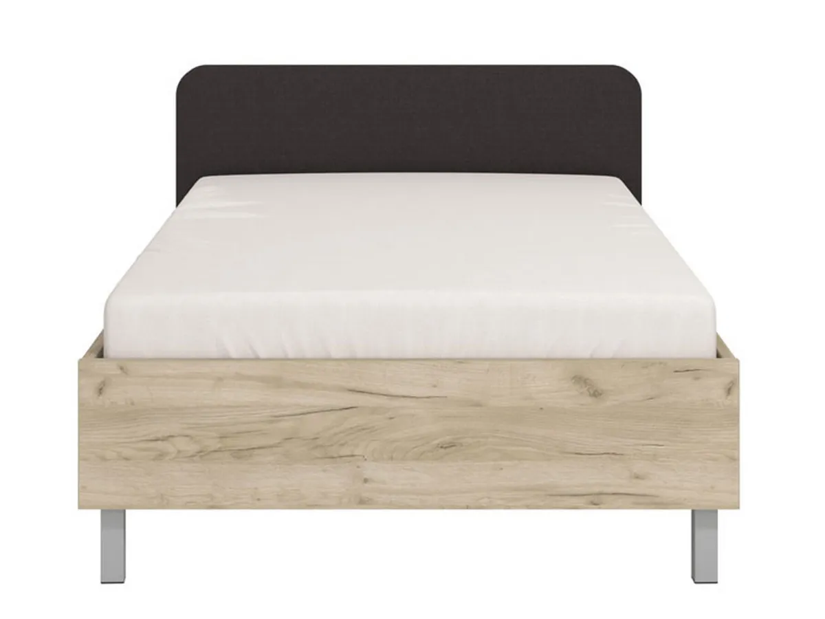 Letti Piazza E Mezza|Letti Piazza E Mezza > Dmora Letto Piazza e Mezza Marrone Rovere Grigio Grigio Dimensione Materasso 120x200 cm, Imbottito - Norcia Grigio, Marrone Rovere Grigio