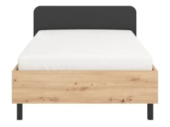 Letto Piazza e Mezza Marrone Rovere Nero Dimensione Materasso 120x200 cm, Imbottito - Norcia