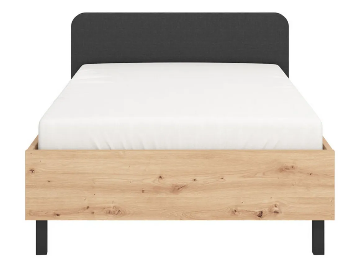 Letto Piazza e Mezza Marrone Rovere Nero Dimensione Materasso 120x200 cm, Imbottito - Norcia