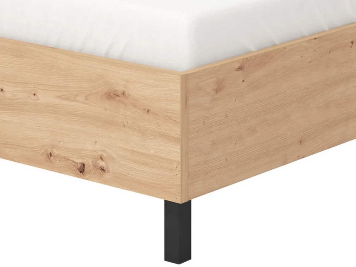 Letto Piazza e Mezza Marrone Rovere Nero Dimensione Materasso 120x200 cm, Imbottito - Norcia
